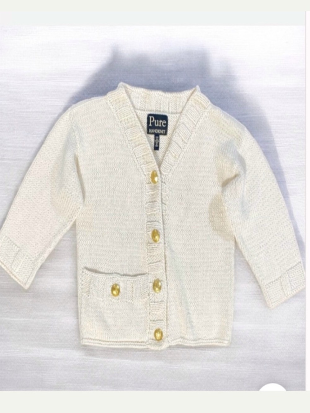 NWOT PUTE Handknit 💯% Cotton Classic Crewneck Women's Sweater - Cream Size S|M